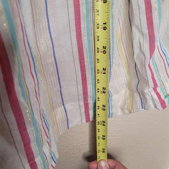 Peyton and Parker Boho Blouse metallic multicolor flutter sleeves Womens Size L - Picture 10 of 12